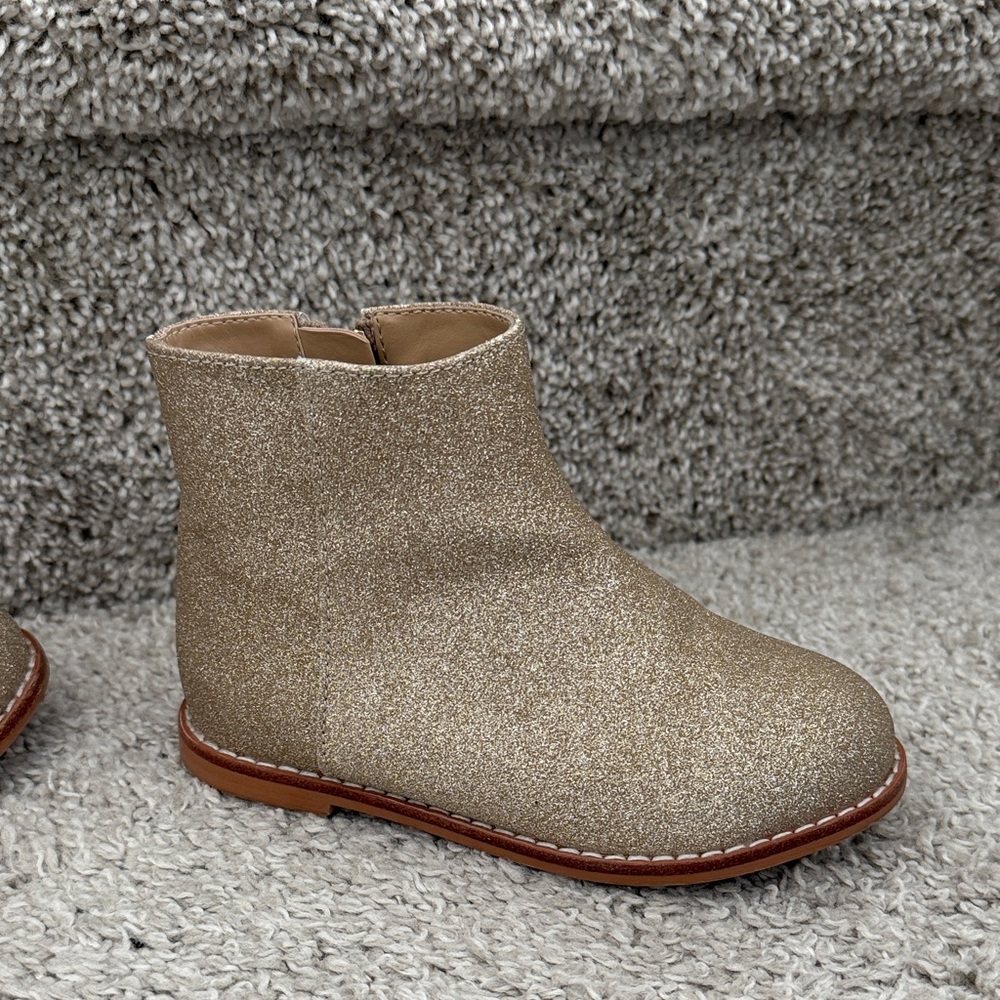 Janie & Jack Girls' Gold Glitter Ankle Boots with Side Zip - Picture 7 of 9